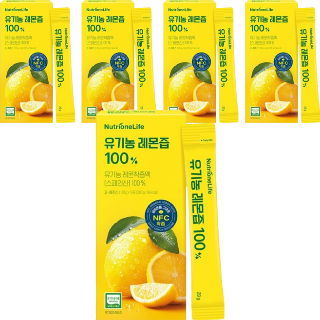 뉴트리원 유기농 레몬즙, 280g, 5개