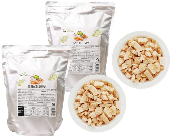 딜라잇가든 크리스피 코코넛칩 청크, 1kg, 2개