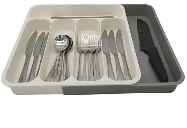 사라사 2단 식기 서랍정리 수납 칸막이 트레이, 화이트, 1개