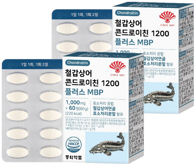 동화약품 철갑상어 콘드로이친 1200 플러스 MBP 60g, 2개, 60정