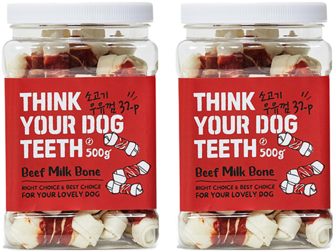 띵크유어도그티 강아지 딩고껌 대용량, 소고기 본, 500g, 2개
