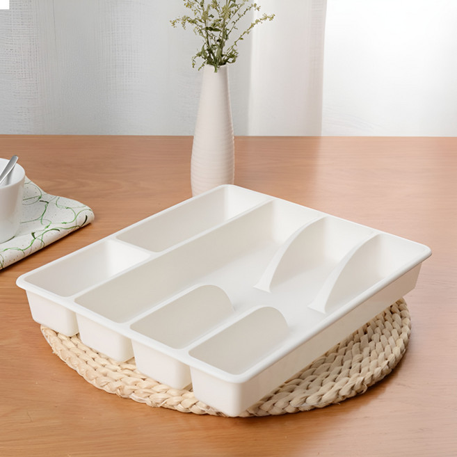 사라사 식기 서랍정리 수납 칸막이 트레이, 화이트, 1개