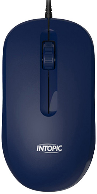 INTOPIC 廣鼎 光學有線靜音滑鼠 110 x 61 x 38mm 55g, MS-Q107-BL, 藍色