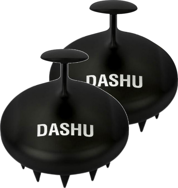 DASHU 頭皮養護洗髮梳, 黑色, 2個