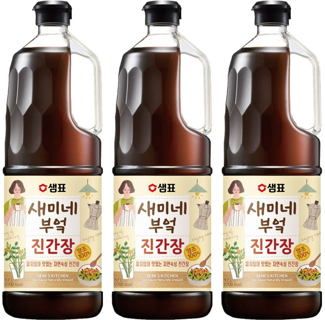 새미네부엌 진간장, 1.7L, 3개