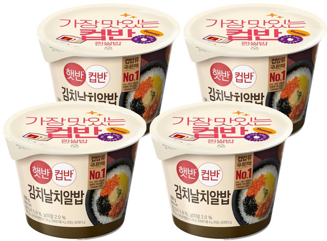 CJ Hetbahn 杯裝泡菜飛魚卵即食拌飯, 188g, 4入