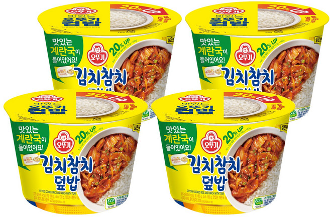 오뚜기 컵밥 김치참치덮밥+계란국, 4개, 315g