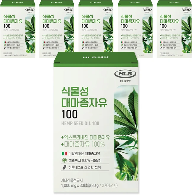 에이치엘비 식물성 대마종자유 100, 6개, 30정 - 쿠팡