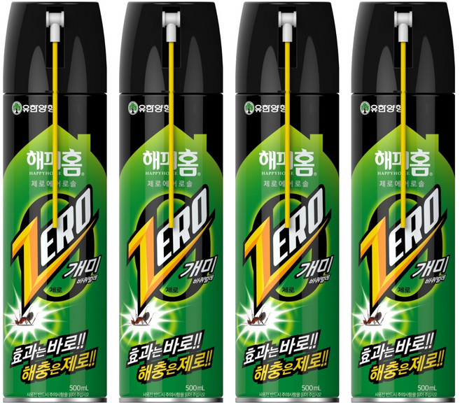 해피홈 제로 에어로솔 살충제, 500ml, 4개