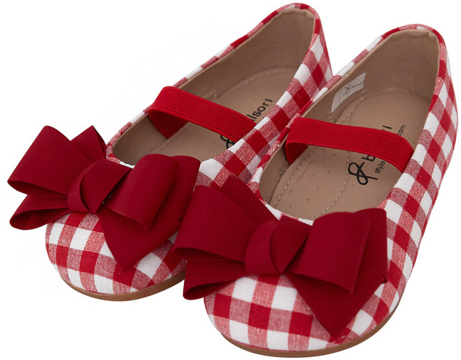 발소리 베이비쨈 여아용 체크 리본 플랫 구두