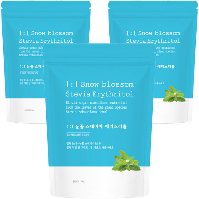 자연지애 1:1 눈꽃 스테비아 에리스리톨, 1kg, 3개
