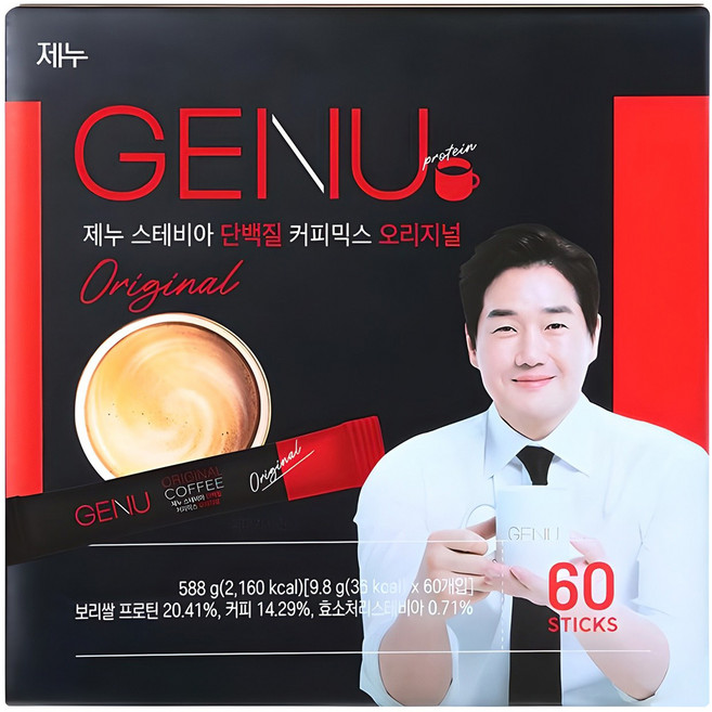 제누 스테비아 프로틴 단백질 커피믹스, 9.8g, 60개입, 1개