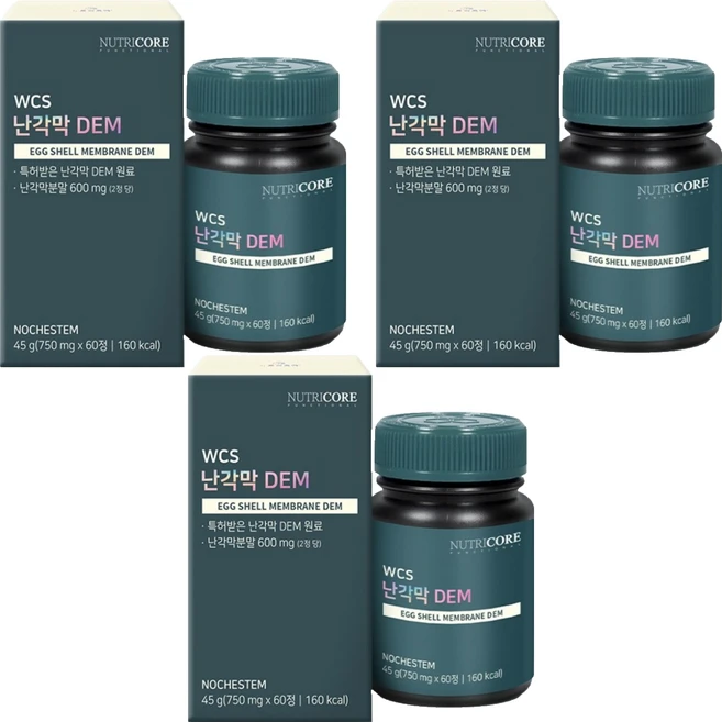 뉴트리코어 난각막 DEM 45g, 60정, 3개 - 쿠팡