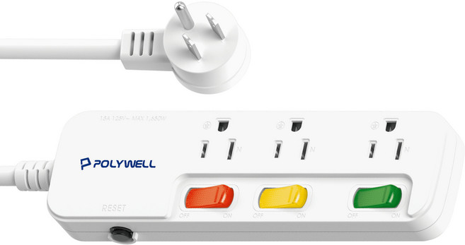 POLYWELL 寶利威爾 一體式電源插座延長線 3切3座, 3.6m, PW15-T05-A029, 1條