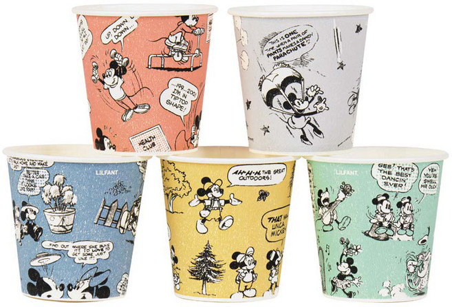 릴팡 미키 코믹 홈파티 종이컵 184ml 랜덤발송, 200개입, 2개