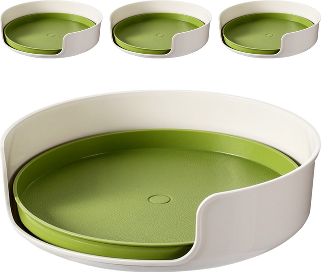 FaSoLa 日本多用途 360度旋轉盤 直徑27.8cm, 綠色 + 白色, 4個