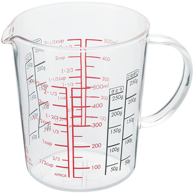 HARIO 好璃奧 玻璃手把量杯, 500ml, 1個, Clear