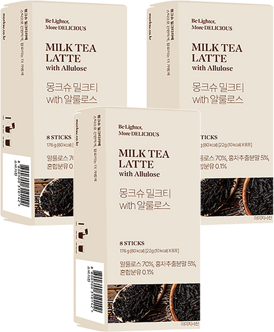 몽크슈 밀크티 with 알룰로스, 22g, 8개입, 3개