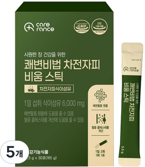 케어란스 쾌변비법 차전자피 비움 스틱, 5개, 30회분