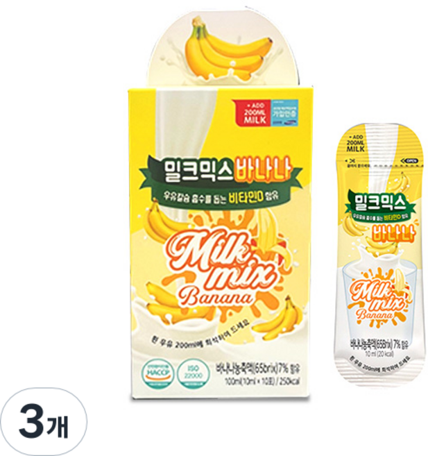 밀크믹스 어린이 비타민D 바나나맛 10p, 100ml, 3개