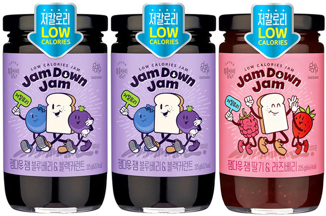 복음자리 잼다운 잼 블루베리 앤 블랙커런트 225g x 2p + 복음자리 잼다운 잼 딸기 앤 라즈베리 225g x 1p, 1세트