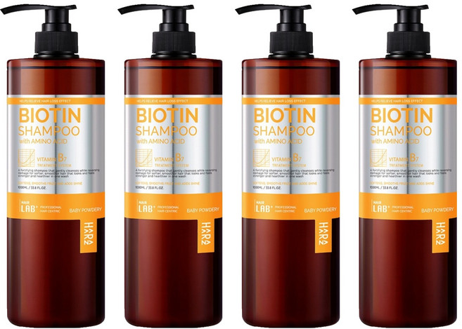 하라즈 헤어랩플러스 비오틴샴푸 베이비파우더향, 1L, 4개