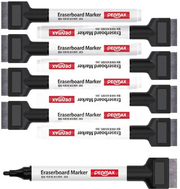 펜맥스 점보 지우개 화이트 보드마카 3p, 검정, 9개