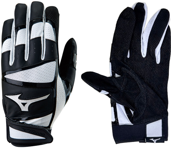 Mizuno 美津濃 打擊手套 1ETEA43301, 黑色 + 白色, 1雙