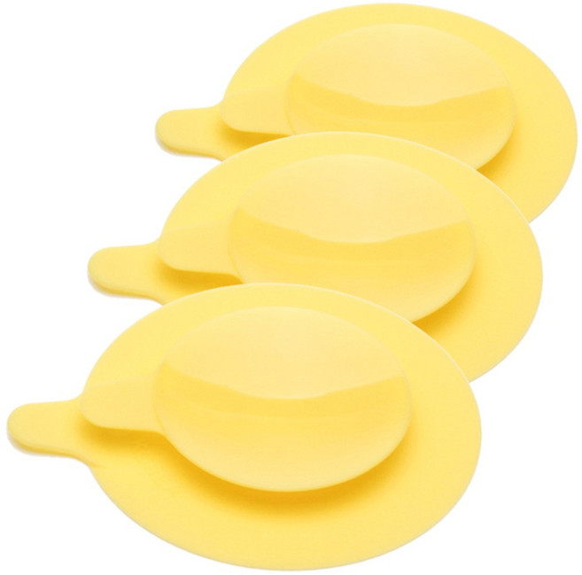 베베락 실리콘 양면 흡착판 이유식매트, 옐로우, 3개