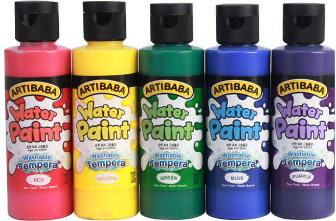 ARTIBABA 幼兒水彩顏料, 5色, 120ml, 750g