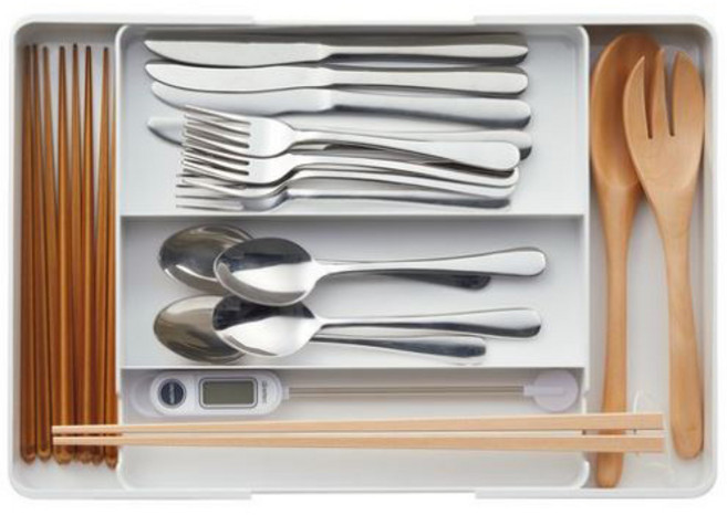 니토리 가로세로 조절 수저 정리 트레이, 화이트, 1개