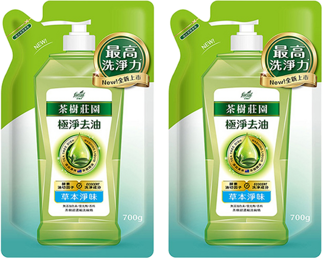 farcent 花仙子 茶樹莊園 超濃縮洗碗精補充包 草本淨味, 700g, 2包