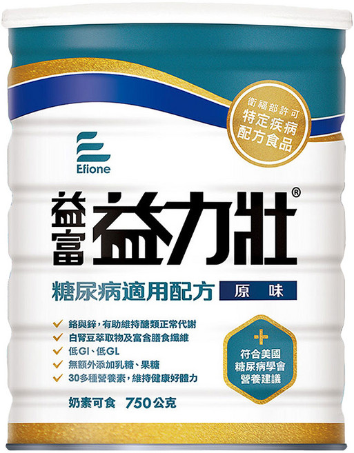 益富 益力壯 糖尿病配方 營養均衡配方奶粉 原味, 750g, 1罐