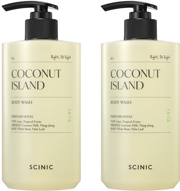 싸이닉 코코넛 아일랜드 퍼퓸드 바디워시 코코넛 시트러스 향, 500ml, 2개
