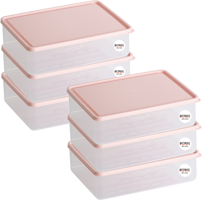 비트리 시즌2 휘어지는 냉동실 정리용기 2300ml 핑크, 6개입, 1세트