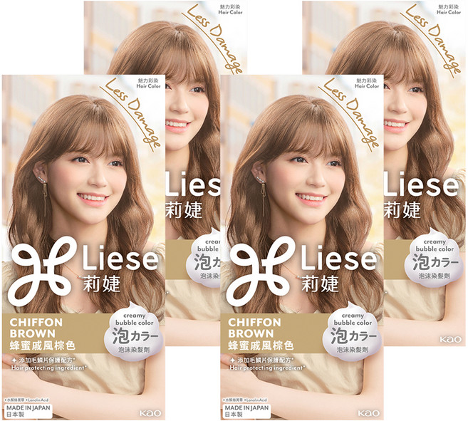 Liese 莉婕 泡沫染髮劑, 蜂蜜戚風棕色, 4個
