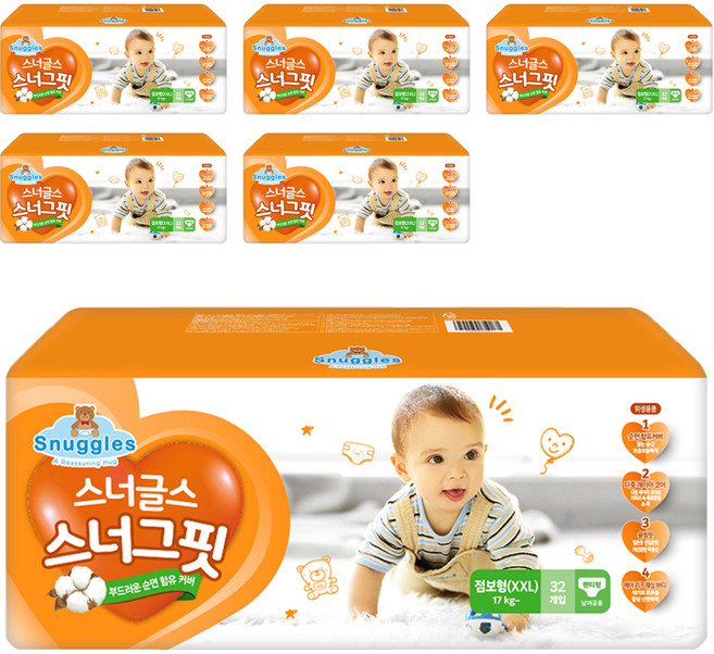스너글스 스너그핏 팬티형 기저귀 남여공용, 점보형(2XL), 192매
