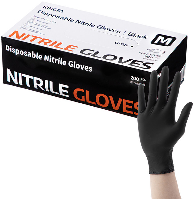 킹파 니트릴 장갑 200개입, 블랙, 중(M), 1개