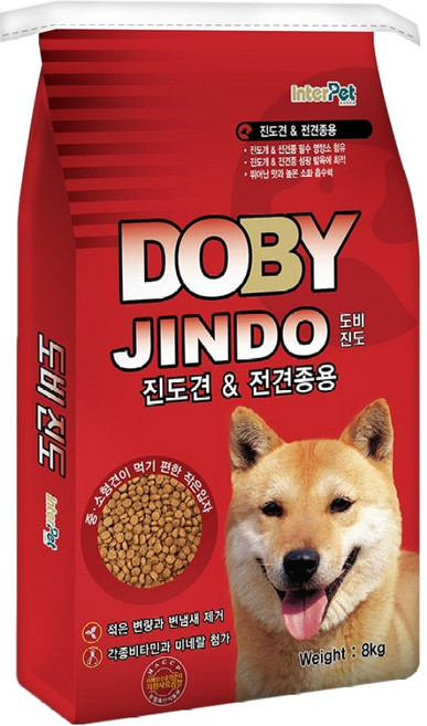 인터펫코리아 전연령 강아지 도비 진도 건식사료, 피부/피모, 8kg, 1개