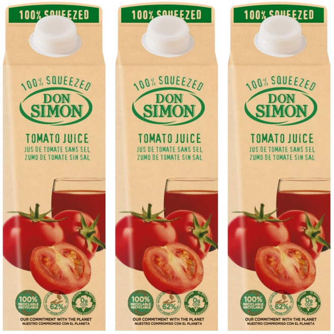 돈시몬 생과일 착즙 100% 토마토주스, 1L, 3개