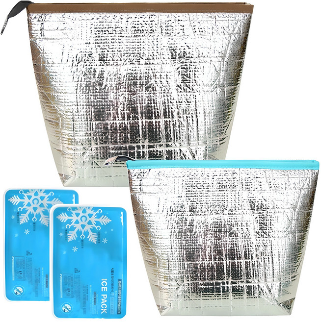 백인백 깊고넓은 보온보냉 파우치 2종+아이스팩 2p, 혼합색상, 1세트