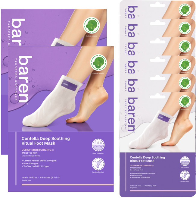 바렌 시카 센텔라 딥 수딩 발 보습 풋 팩, 3개입, 2개, 18ml