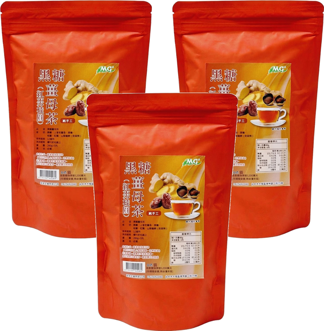 茂格生機 黑糖薑母茶 紅棗桂圓, 280g, 1入, 3個