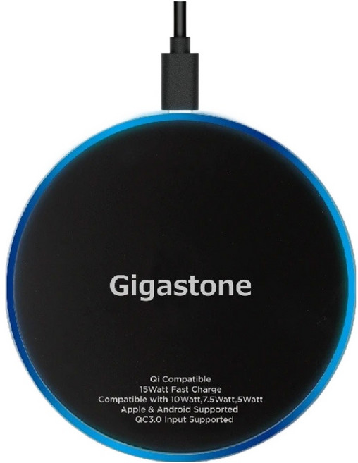 GIGASTONE 立達 15W無線充電盤 GA-9700 100 x 100 x 10mm, 黑色, 1個