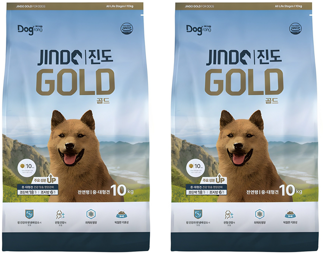 도그랑 전연령 강아지 진도 골드 건식사료, 곡물, 10kg, 2개