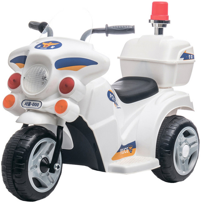 대호토이즈 유아용 경찰 오토바이 승용완구, 화이트, 1개