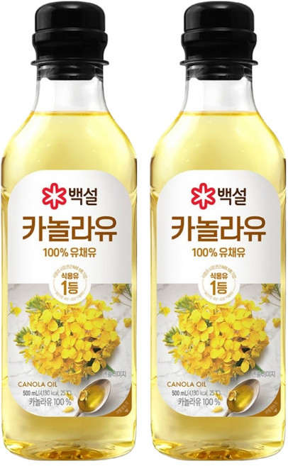 백설 카놀라유, 500ml, 2개