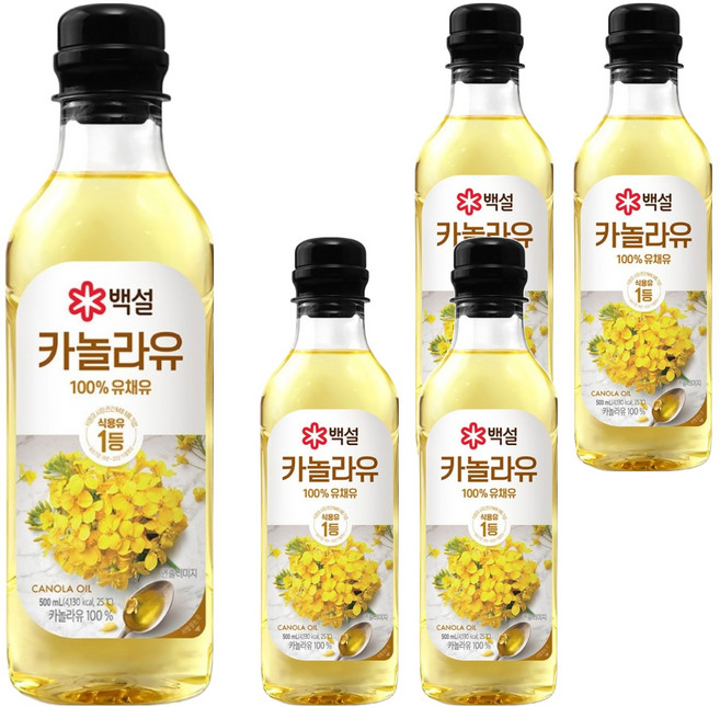 백설 카놀라유, 500ml, 5개