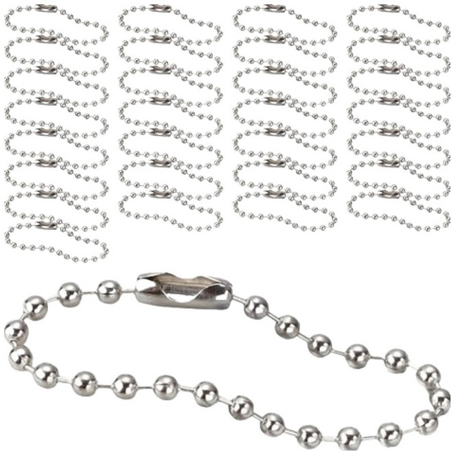 엘리오하우스 컬러 군번줄 볼 체인 키링 10cm x 2.4mm, 실버, 100개