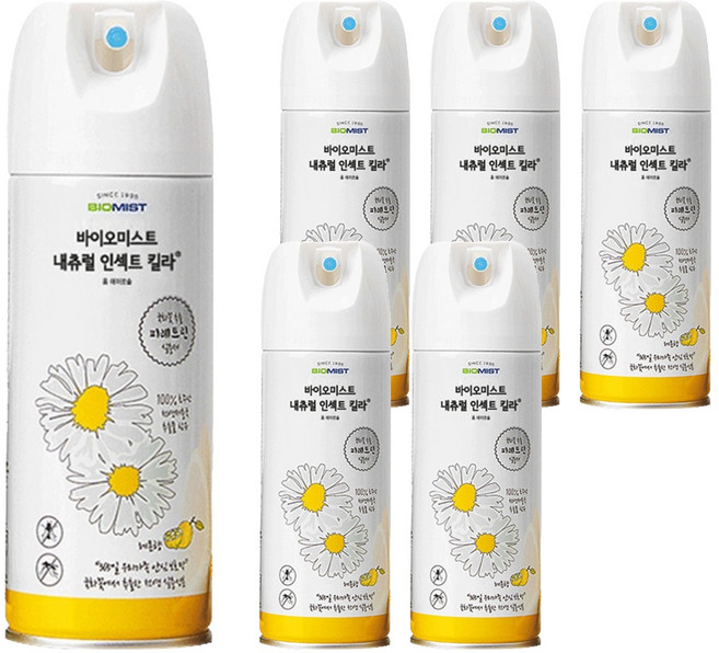 바이오미스트 내츄럴 인섹트 킬라 홈 에어로솔 살충제 레몬향, 6개